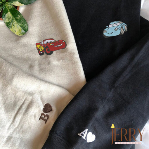 Cars Mcqueen Sally Couple Disney Embroidered Sweatshirt Anniversary Couple Matching Tee - Image 2