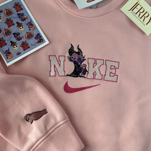 Personalized Maleficent Angel Nike Embroidered Sweatshirt, Perfect Couple Gift For Halloween - Image 2
