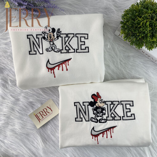 Cheap Minnie Mouse Disney Nike Embroidered Sweatshirt, Personalized Halloween Gift For Couple - Image 4
