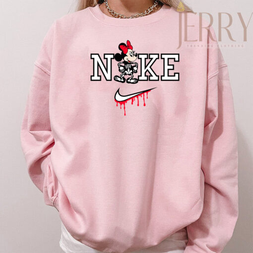 Cheap Minnie Mouse Disney Nike Embroidered Sweatshirt, Personalized Halloween Gift For Couple - Image 2