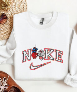 Cheap Hello Kitty And Spiderman  Nike Embroidered Sweatshirt, Valentines Day Gift For Couple