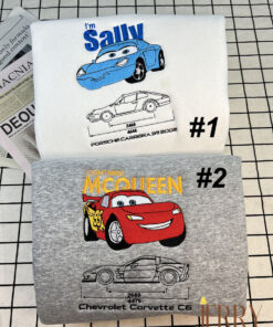 Cheap Lightning Mcqueen And Sally Disney Couple Embroidered Sweatshirt, Matching Embroidered Hoodies