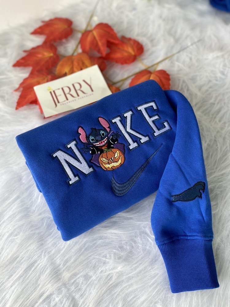 Cheap Vampire Stitch Disney Nike Embroidered Sweatshirt, Halloween Gift Ideas For Couple - Image 3