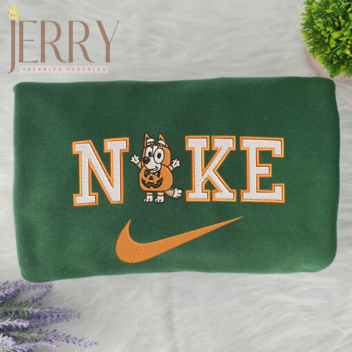 Cheap Chilli Heeler Bluey Disney Nike Embroidered Sweatshirt, Halloween Gift For Couple
