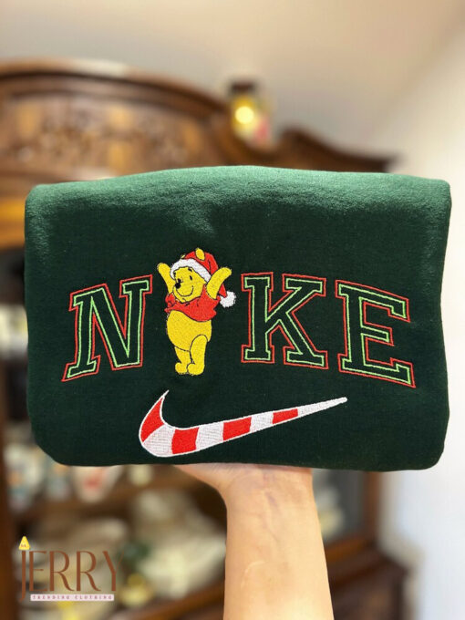 Christmas Winnie the Pooh Embroidered Unisex Sweatshirt, Christmas Family Shirt, Christmas Party Shirt, Family Christmas Holiday Sweater