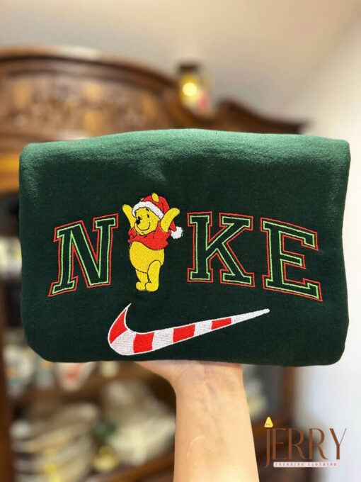 Christmas Winnie the Pooh Embroidered Unisex Sweatshirt, Christmas Family Shirt, Christmas Party Shirt, Family Christmas Holiday Sweater - Image 2