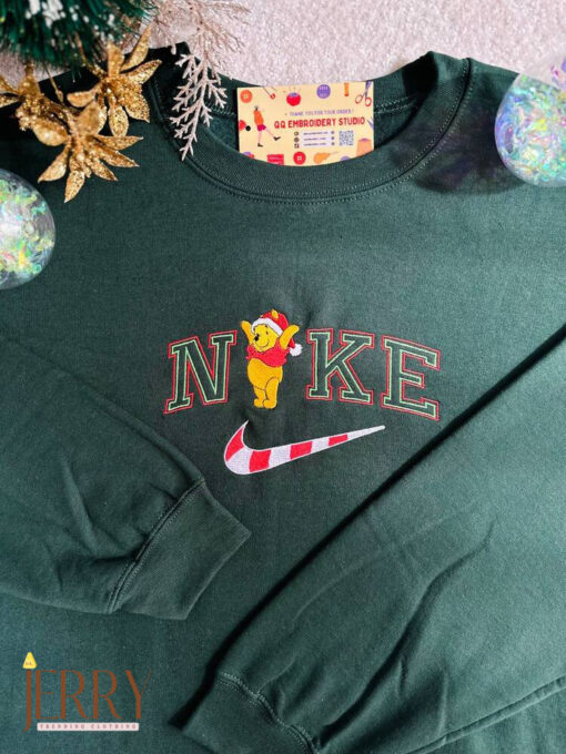 Christmas Winnie the Pooh Embroidered Unisex Sweatshirt, Christmas Family Shirt, Christmas Party Shirt, Family Christmas Holiday Sweater - Image 4