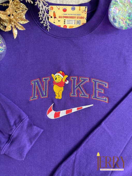 Christmas Winnie the Pooh Embroidered Unisex Sweatshirt, Christmas Family Shirt, Christmas Party Shirt, Family Christmas Holiday Sweater - Image 5