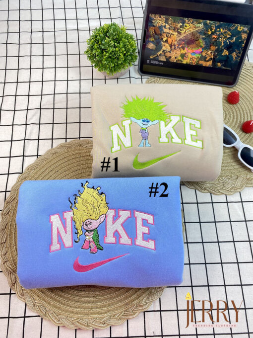 Clay And Viva Trolls Band Together Nike Embroidered Sweatshirt, Matching Embroidered Hoodies