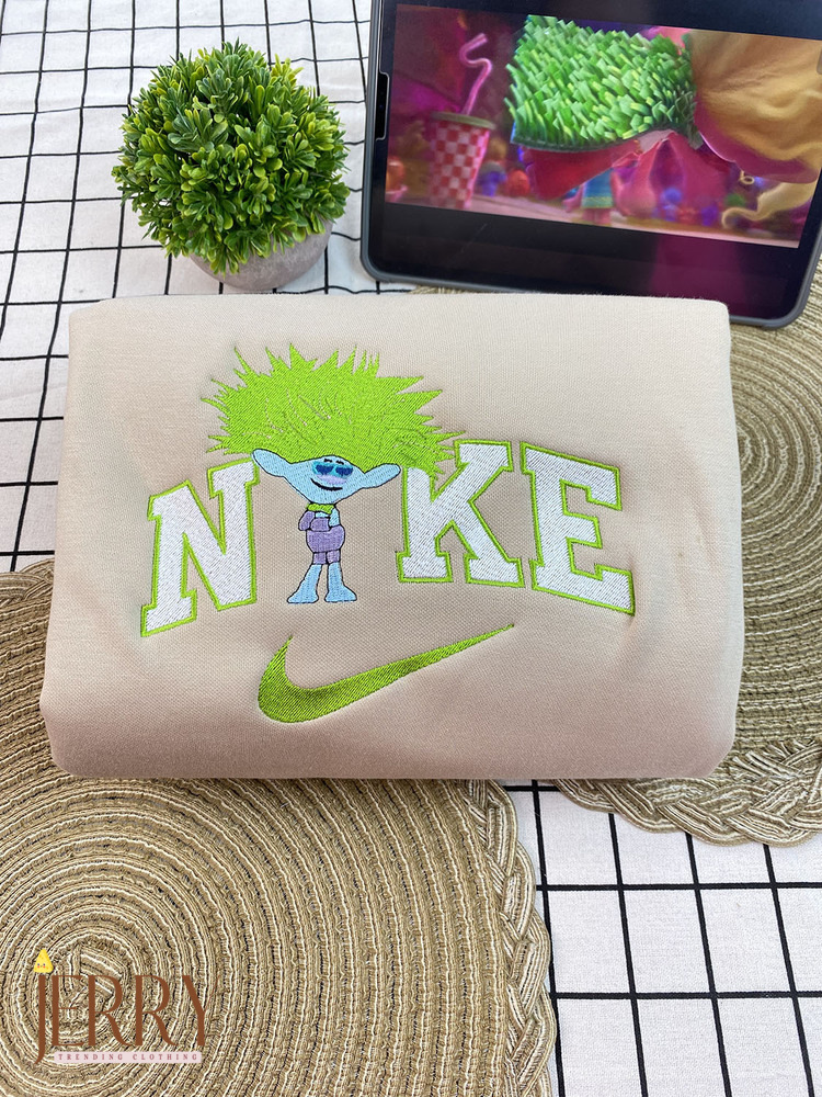Clay And Viva Trolls Band Together Nike Embroidered Sweatshirt, Matching Embroidered Hoodies - Image 3