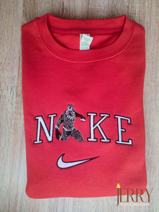 Comic Panther Nike Embroidered Sweatshirt, Nike Crewneck Embroidered - Image 2