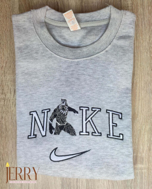 Comic Panther Nike Embroidered Sweatshirt, Nike Crewneck Embroidered - Image 3