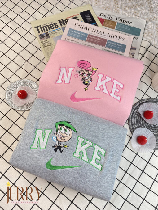 Cosmo And Wanda The Fairly Odd Parents Nike Embroidered Sweatshirt, Matching Hoodie Embroidered - Image 2