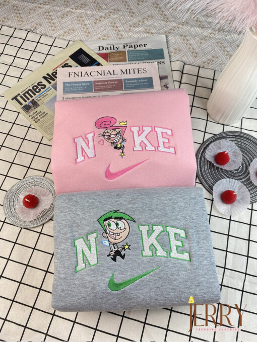 Cosmo And Wanda The Fairly Odd Parents Nike Embroidered Sweatshirt, Matching Hoodie Embroidered - Image 3