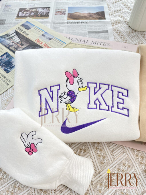 Cute Baby Daisy And Donal Duck Disney Nike Embroidered Sweatshirt, Matching Embroidered Hoodies - Image 3