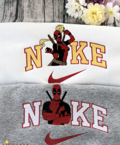 Cute Deadpool And Girlfriend Marvel Nike Embroidered Sweatshirt, Embroidered Matching Sweatshirt Hoodie