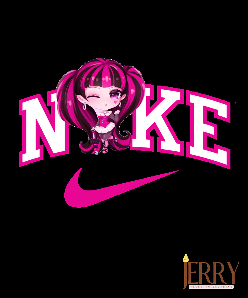 Cute Draculaura And Clawdeen Wolf Chibi Monster High Nike Embroidered Sweatshirt, Best Gift For Besties - Image 2