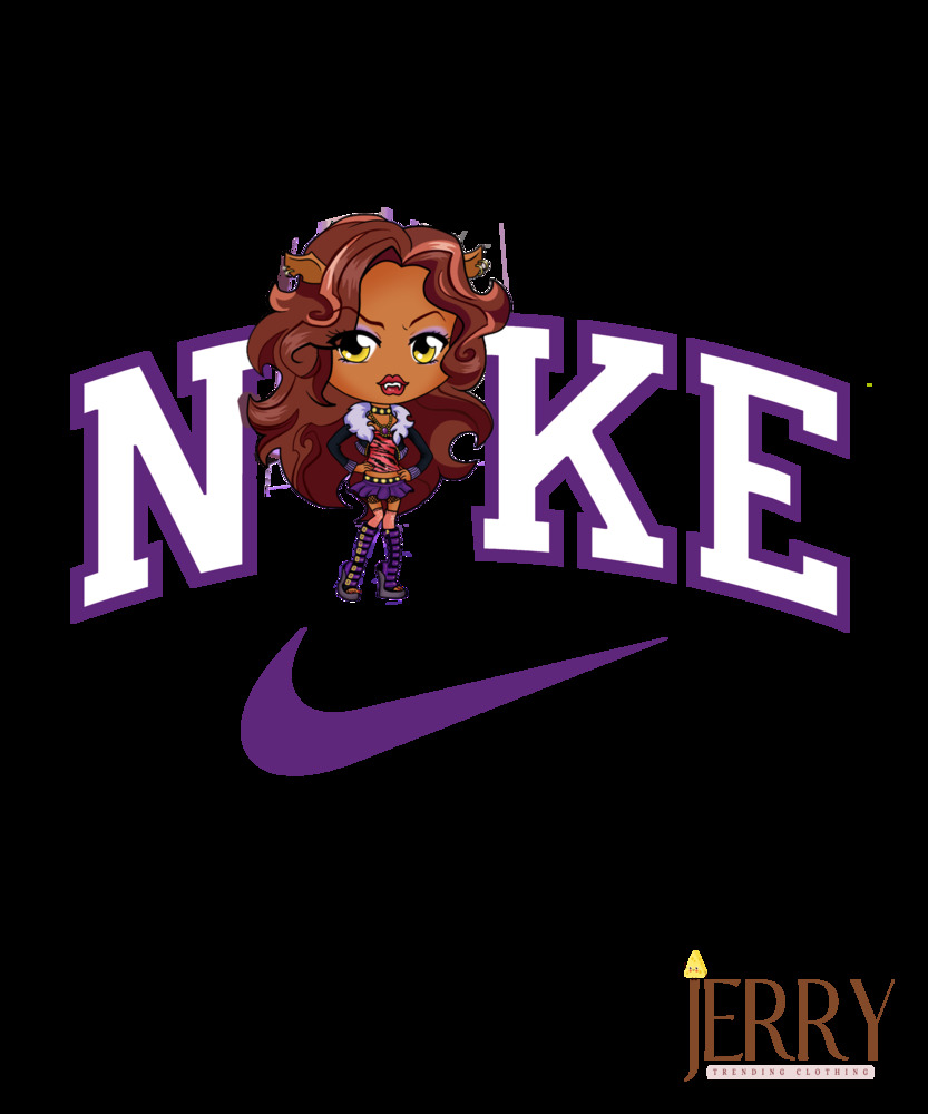 Cute Draculaura And Clawdeen Wolf Chibi Monster High Nike Embroidered Sweatshirt, Best Gift For Besties - Image 3