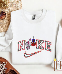 Cute Hello Kitty And Spiderman  Nike Embroidered Sweatshirt, Valentines Day Gift For Couple