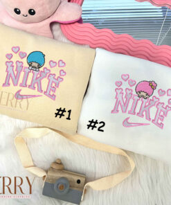 Cute Hello Kitty Little Twin Nike Embroidered Sweatshirt, Valentines Day Gifts For Couples