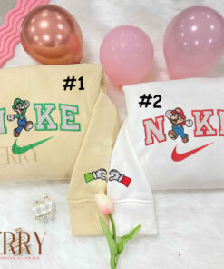 Cute Mario And Luigi Nike Embroidered Sweatshirt, Matching Embroidered Hoodies