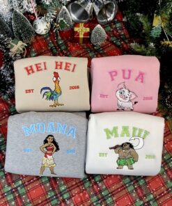 Cute Maui and Moana Disney Embroidered Sweatshirt, Heihei And Pua Moana Embroidered Sweatshirt Hoodie