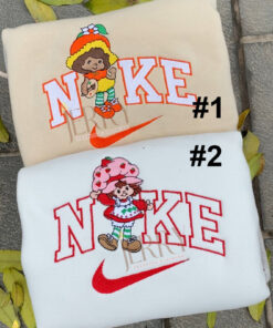 Cute Orange Blossom And Strawberry Shortcake Version 1980 Nike Embroidered Sweatshirt, Matching Embroidered Hoodie