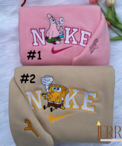 Cute Patrick Star And SpongeBob SquarePants Nike Embroidered Sweatshirt