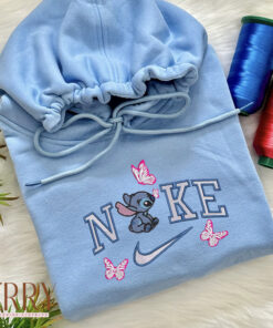 Cute Stitch Disney Nike Embroidered Sweatshirt, Matching Embroidered Hoodies
