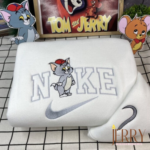Cute Tom And Jerry Nike Embroidered Sweatshirt - Image 2