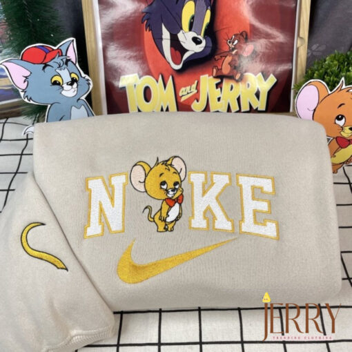 Cute Tom And Jerry Nike Embroidered Sweatshirt - Image 3