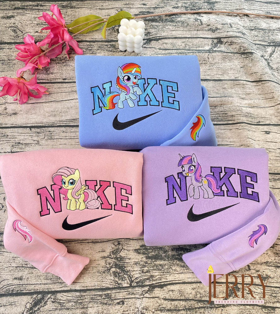 Cute Twilight Sparkle Fluttershy Rainbow Dash The Little Pony Nike Embroidered Sweatshirt