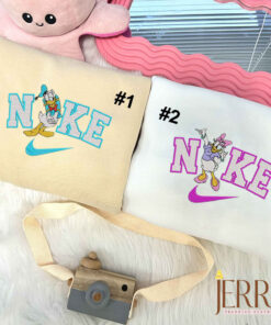 Daisy and Donald Couple Disney Nike Embroidered Sweatshirt, Matching Embroidered Hoodies