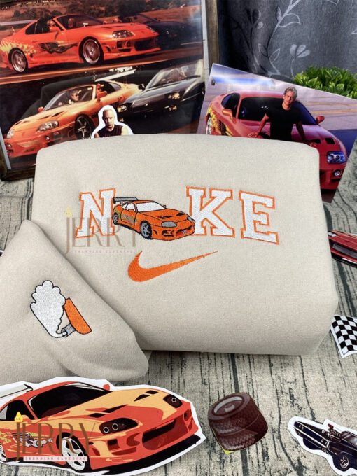 Dominic Toretto Brian Fast And Furious Nike Embroidered Sweatshirt, Toyota Supra Car Nike Embroidered Sweatshirt - Image 2