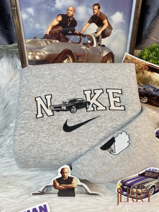 Dominic Toretto Brian Fast And Furious Nike Embroidered Sweatshirt, Toyota Supra Car Nike Embroidered Sweatshirt - Image 3