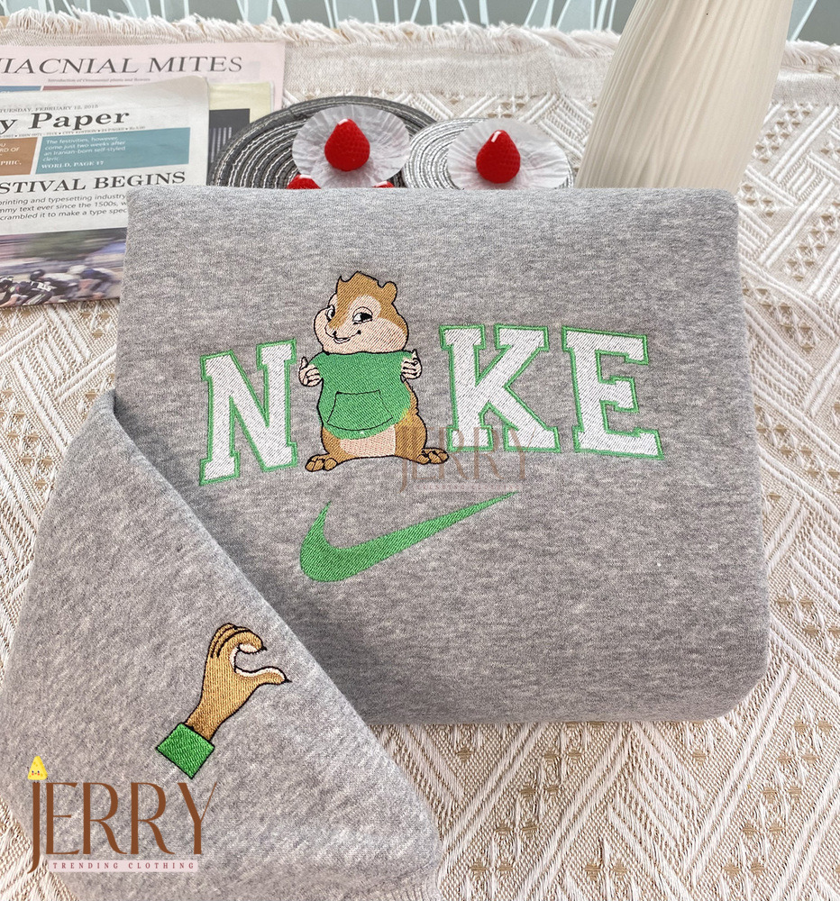 Eleanor And Theodore And The Chipmunks Nike Embroidered Sweatshirt, Valentines Day Gifts For Couples - Image 3