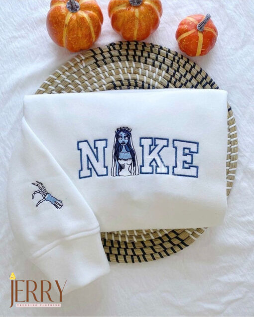 Emily And Victor The Corpse Bride Nike Embroidered Shirt - Image 3