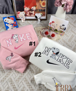 Fifi And Snoopy Nike Embroidered Sweatshirt, Valentines Day Gift For Couple