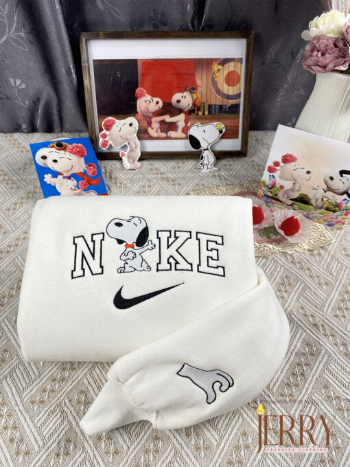 Fifi And Snoopy Nike Embroidered Sweatshirt, Valentines Day Gift For Couple - Image 2