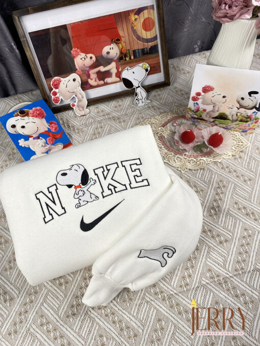 Fifi And Snoopy Nike Embroidered Sweatshirt, Valentines Day Gift For Couple - Image 5