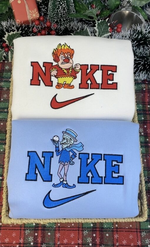 Funny Miser Brothers Nike Embroidered Sweatshirt, Christmas Heating And Cooling Nike Embroidered Sweatshirt, Snow Miser Heat Miser Nike Embroidered Sweatshirt Hoodie