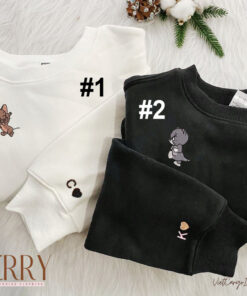Funny Tom And Jerry Embroidered Sweatshirt, Matching Embroidered Hoodies