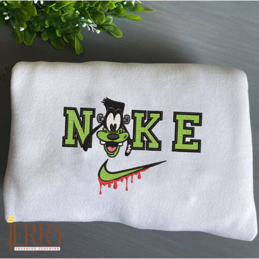 Green Goofy Disney Halloween Nike Embroidered Sweatshirt - Image 2