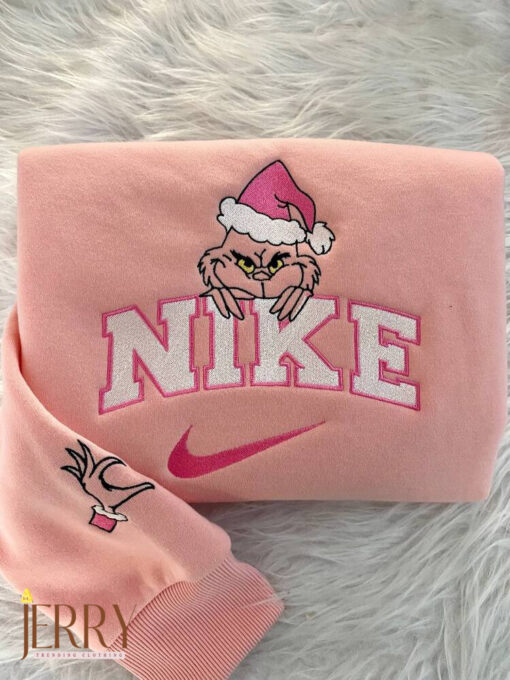 Grinch Couple Christmas Nike Embroidered Sweatshirt - Image 4