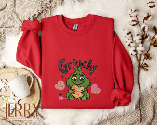 Grinchy Christmas Embroidered Sweatshirt - Image 2