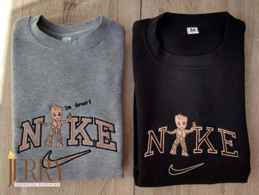 Groot Marvel Nike Embroidered Sweatshirt, Nike Crewneck Embroidered - Image 2