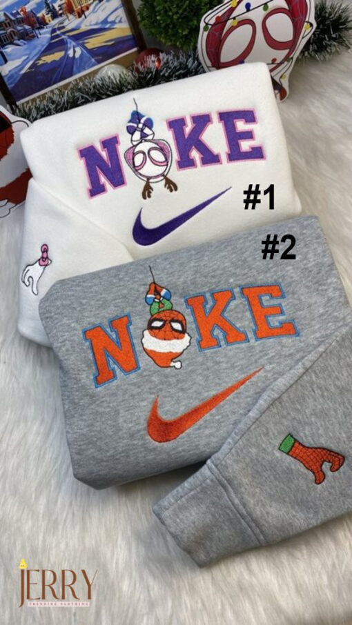 Gwen Stacy and Spiderman Nike Embroidered Sweatshirt, Christmas Gift For Couple