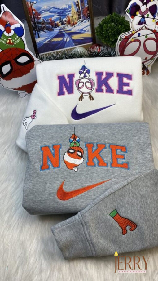 Gwen Stacy and Spiderman Nike Embroidered Sweatshirt, Christmas Gift For Couple - Image 2