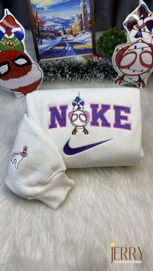 Gwen Stacy and Spiderman Nike Embroidered Sweatshirt, Christmas Gift For Couple - Image 3
