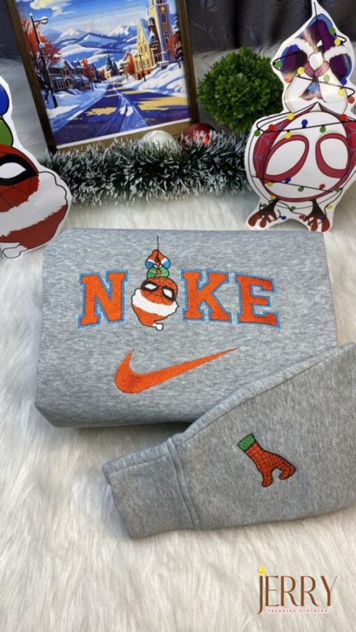 Gwen Stacy and Spiderman Nike Embroidered Sweatshirt, Christmas Gift For Couple - Image 4